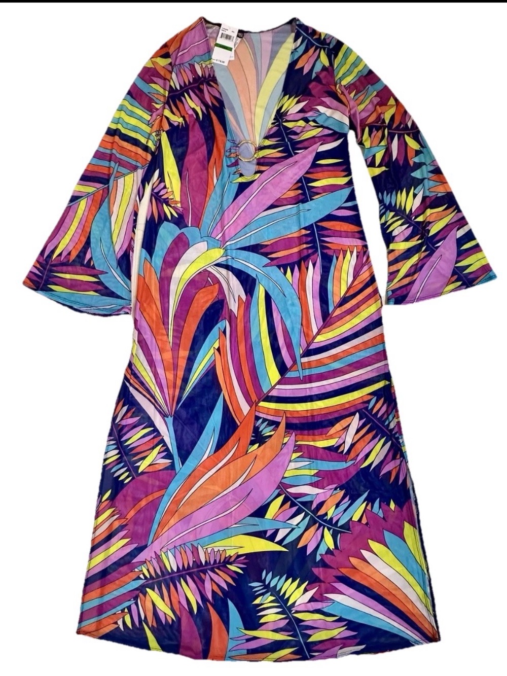 NWT Trina Turk Paralia Mesh Cover Up  L Maxi Tropical Resort Wear Vacation $178